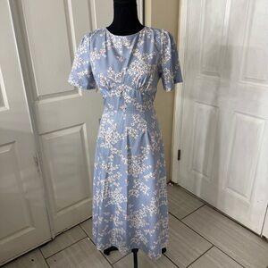 RIHOAS - Floral Blue Midi Dress - S